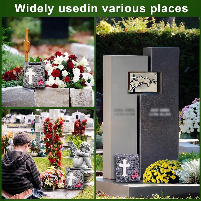 MXwcy Cross Solar Lights Outdoor Garden Memorial Stepping Stone, IP65 Waterproof is Used for Walls or Lawns, A Touching Memorial Gift & Condolence Gifts Grave Decorations for Cemetery - Image 4